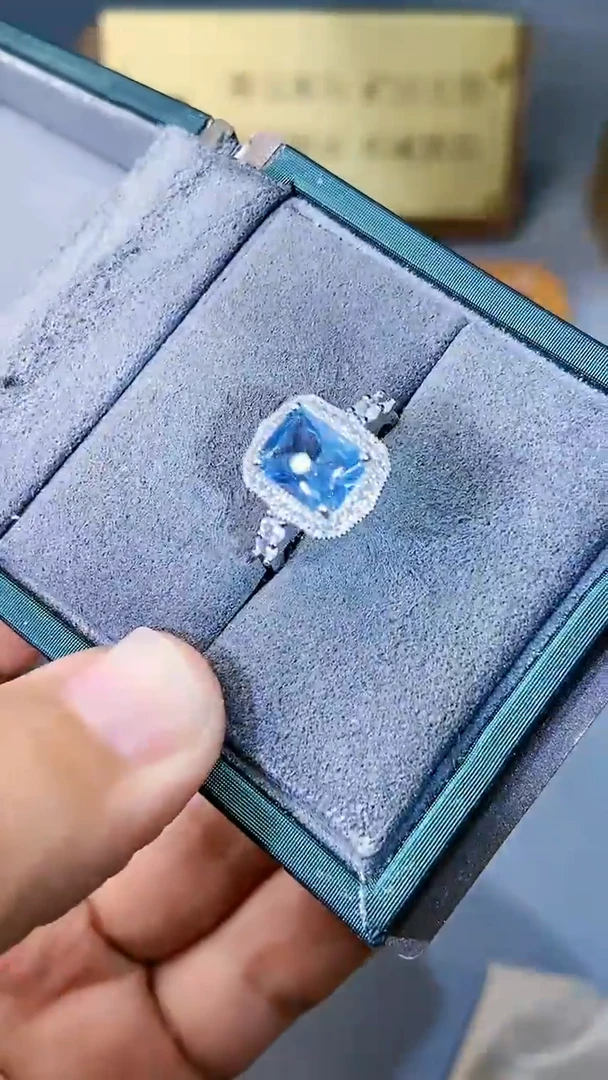 【闪购商品】海蓝宝石戒圈银S925镶嵌354
