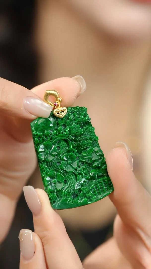 颈饰18K金镶嵌翡翠@YS008071602@