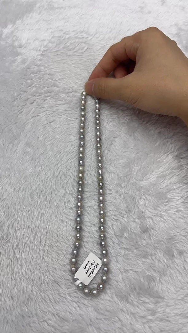 海水珍珠银S925镶嵌项链AK真多麻6.5-7mm