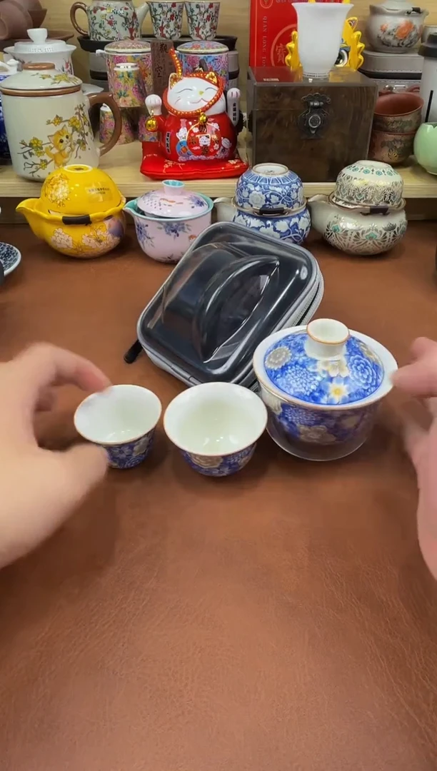 陶瓷茶具摆件旅行套组