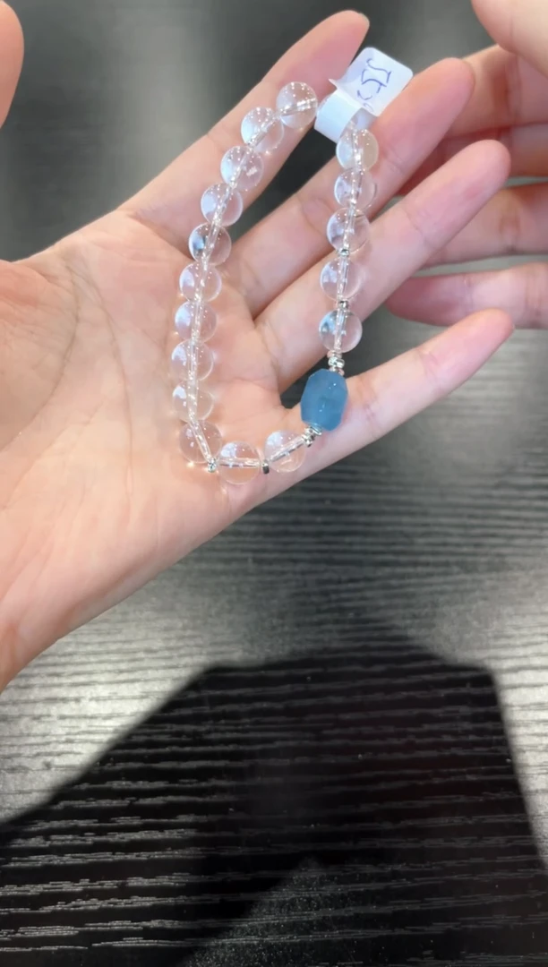 水晶手链未镶嵌J529 白水晶+海蓝宝手链