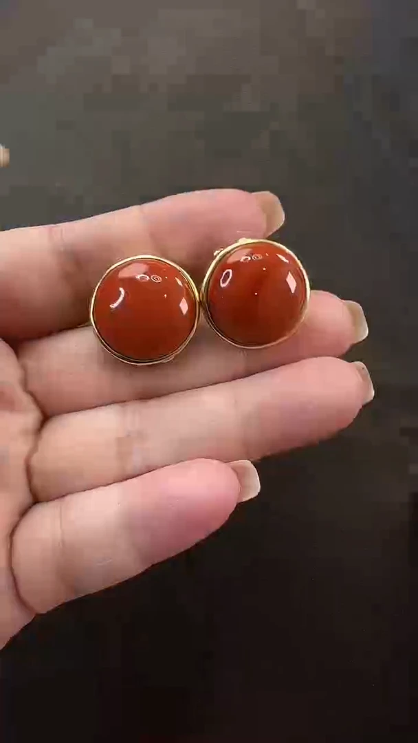 南红玛瑙未镶嵌耳饰耳环