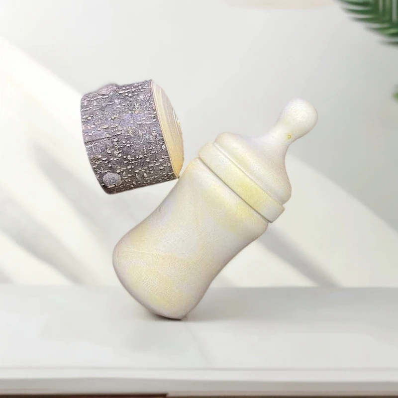 婴儿磨牙棒奶瓶形状花椒木小奶瓶天然原生态花椒木纯手工打磨小号