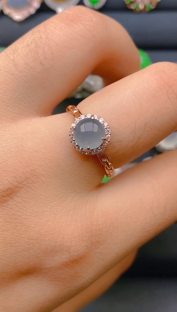 【闪购商品】翡翠戒指银S925镶嵌天然A货翡翠1