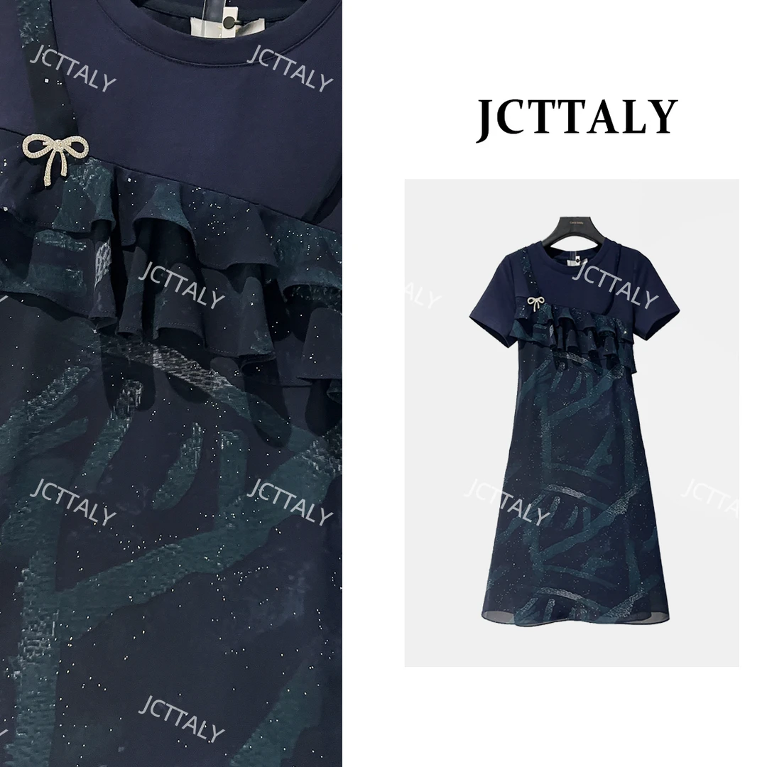 【宠粉价】夏季设计师新款25女装收腰假两件气质显瘦连衣裙JC-A3885