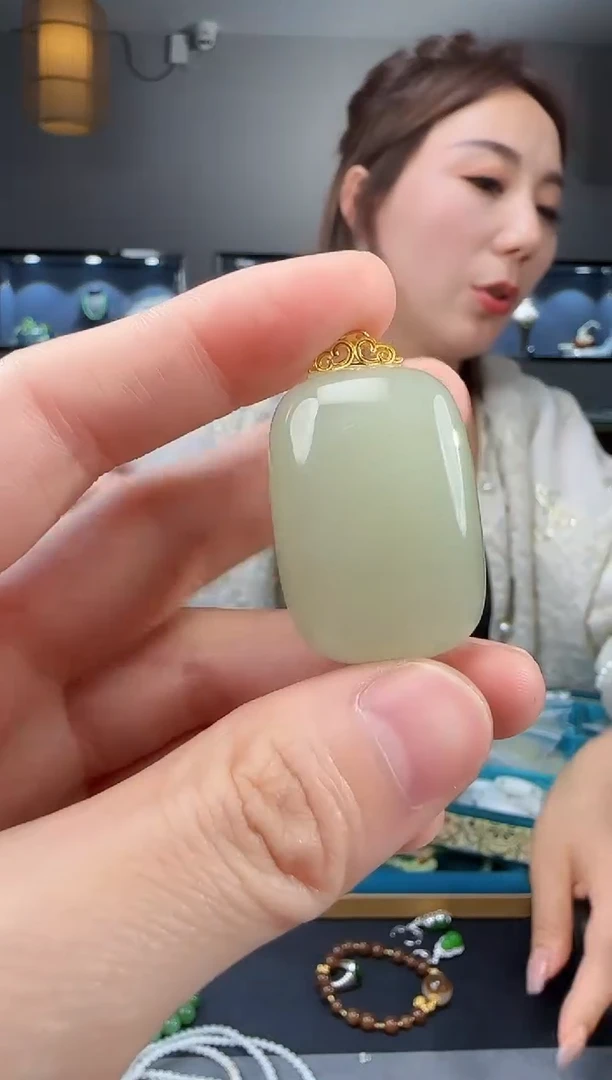 和田玉银S925镶嵌吊坠(不含链)1