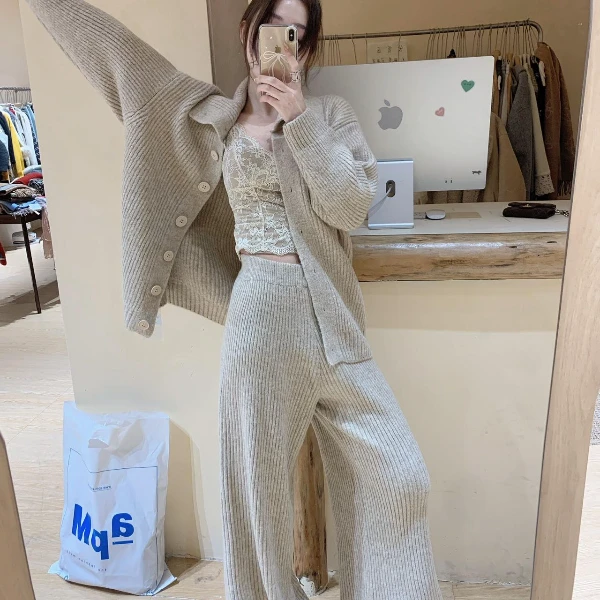 百搭纯色网红毛针织衫常规秋冬厚款长款小香风显瘦气质洋气时尚