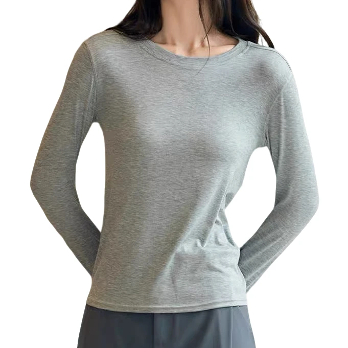 『在线』2643时尚百搭圆领纯色打底衫