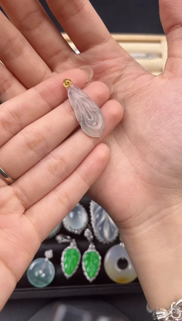吊坠(不含链)18K金镶嵌翡翠翠小二缅甸翡翠严选FXH