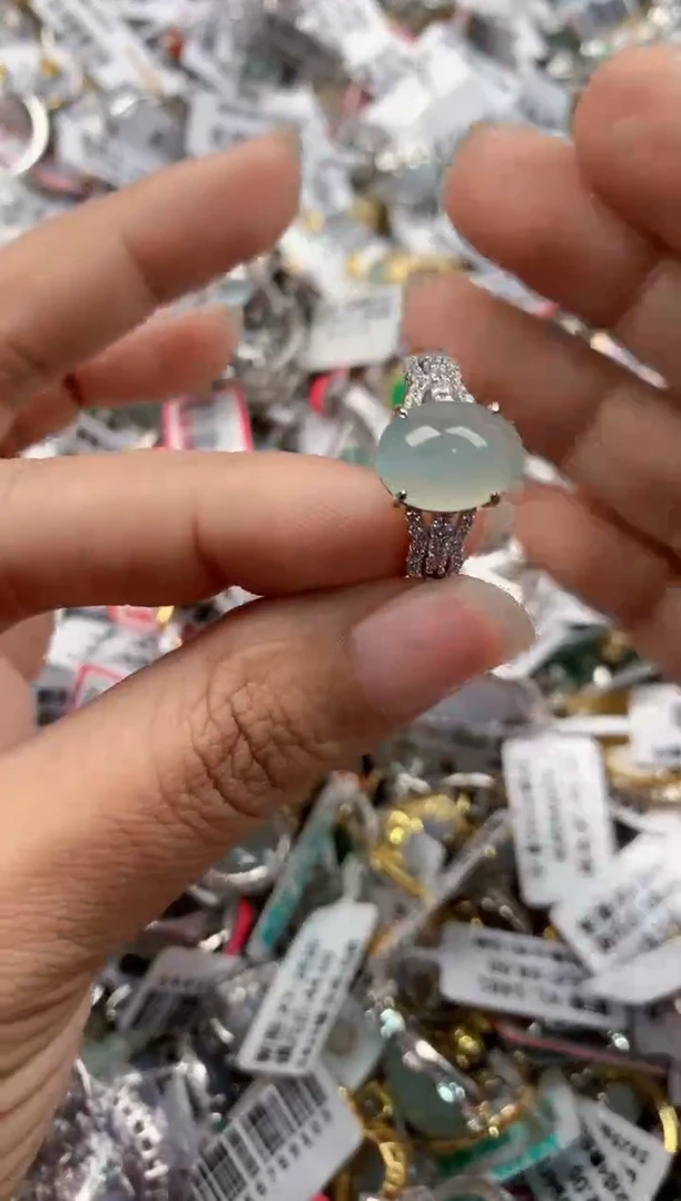 银S925镶嵌戒指翡翠777----5