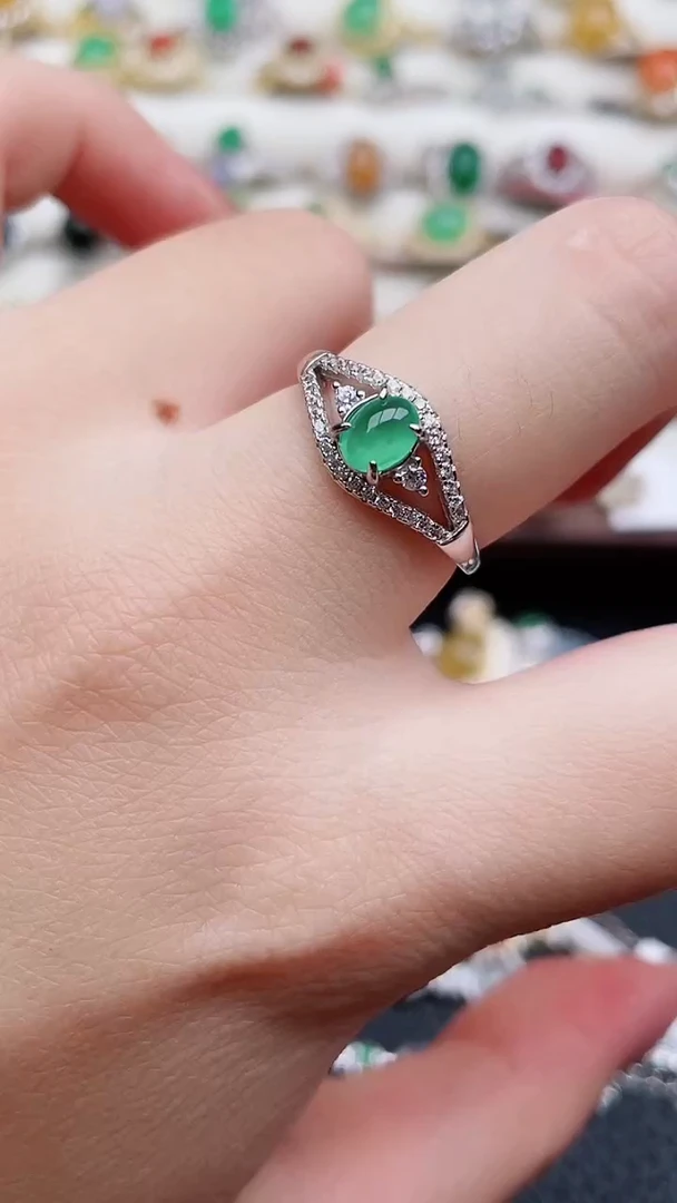 银S925镶嵌戒指翡翠86