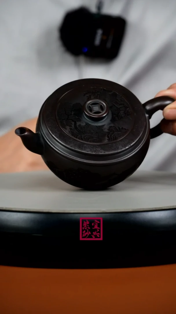 茶壶紫砂蒋静明铁血红砂钱币玉碗260CC