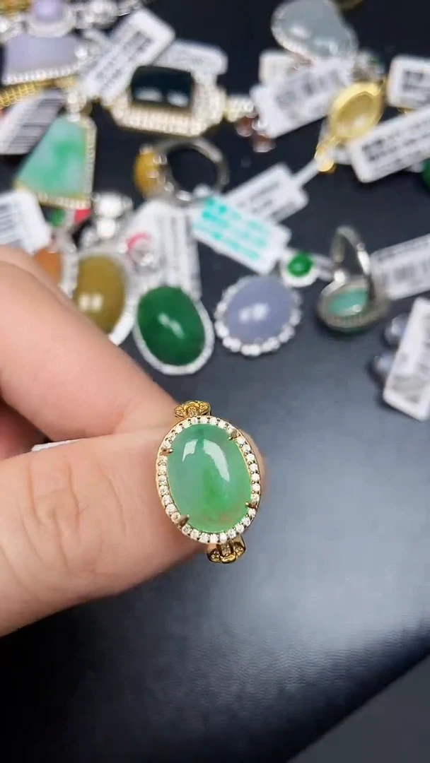 银S925镶嵌戒指翡翠3960