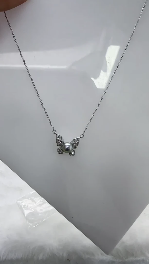 【闪购商品】海水珍珠DA银S925镶嵌c1452 灰珠套链