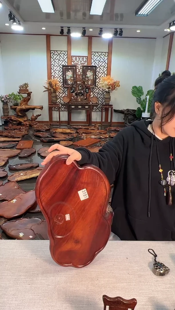 【闪购商品】大果紫檀（缅甸花梨）茶盘3191