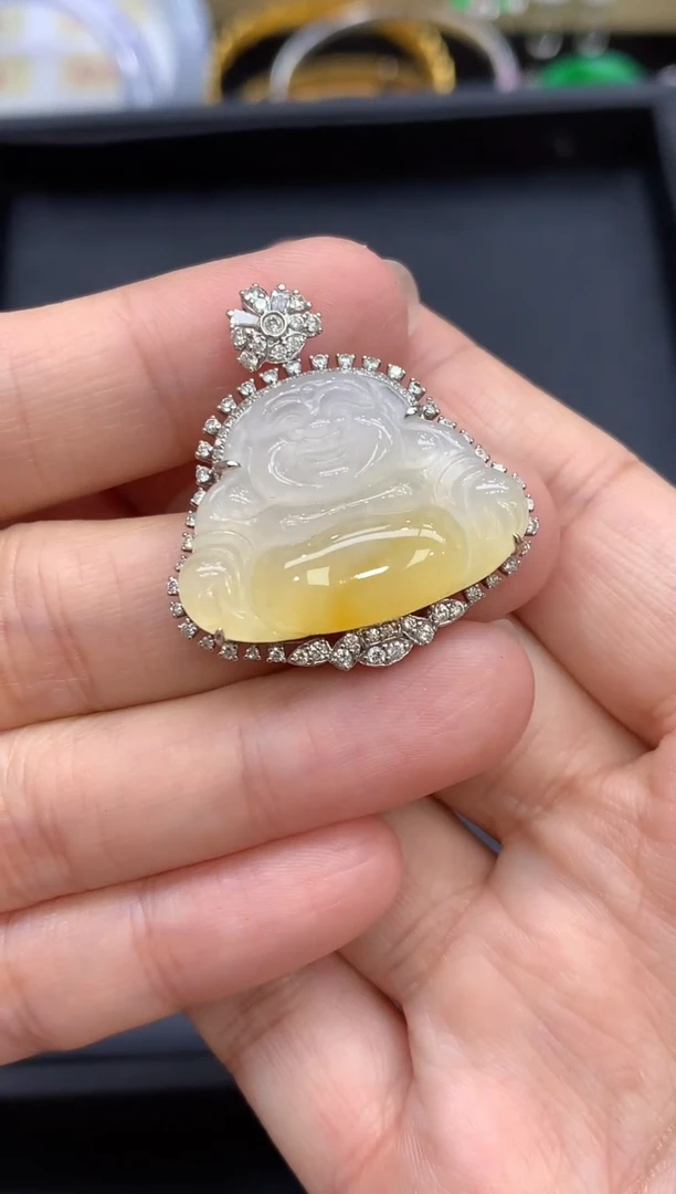 颈饰18K金镶嵌翡翠娟*498-中国好珍宝