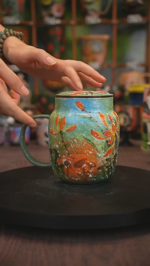紫砂油画手绘釉下彩