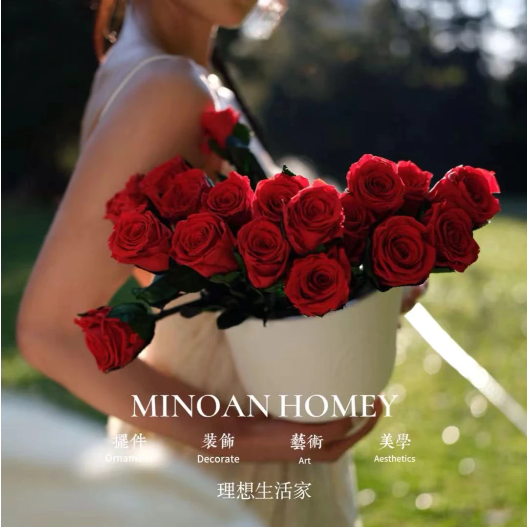 MINOAN HOMEY【酒伺花间】高定陶瓷花器21朵玫瑰花永生花装饰品礼物