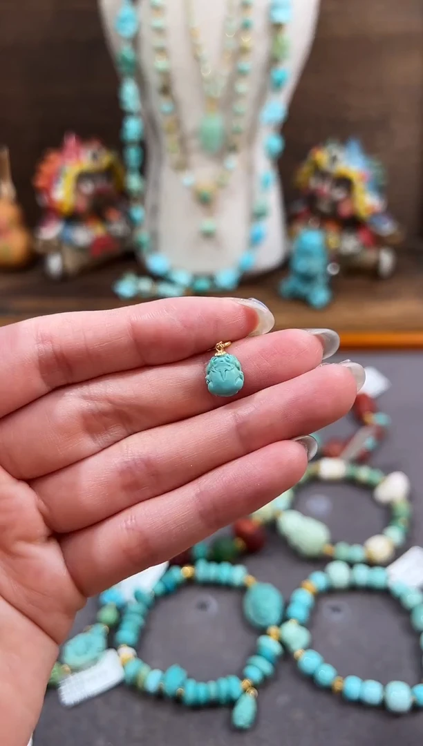 绿松石18K金镶嵌提溜绿松石提溜