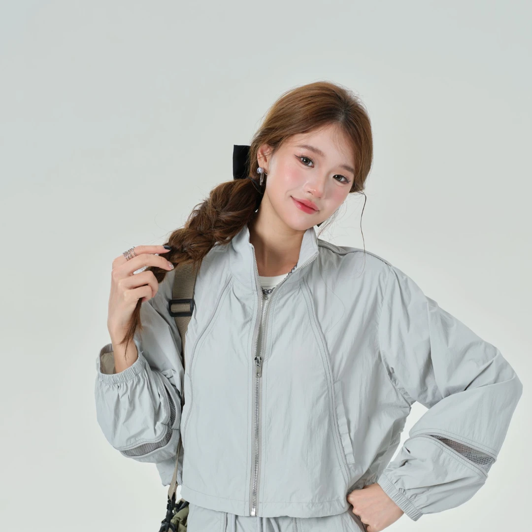 极域/co&sheng150小个子夏季新品防晒韩版短冰爽灰百搭可爱运动