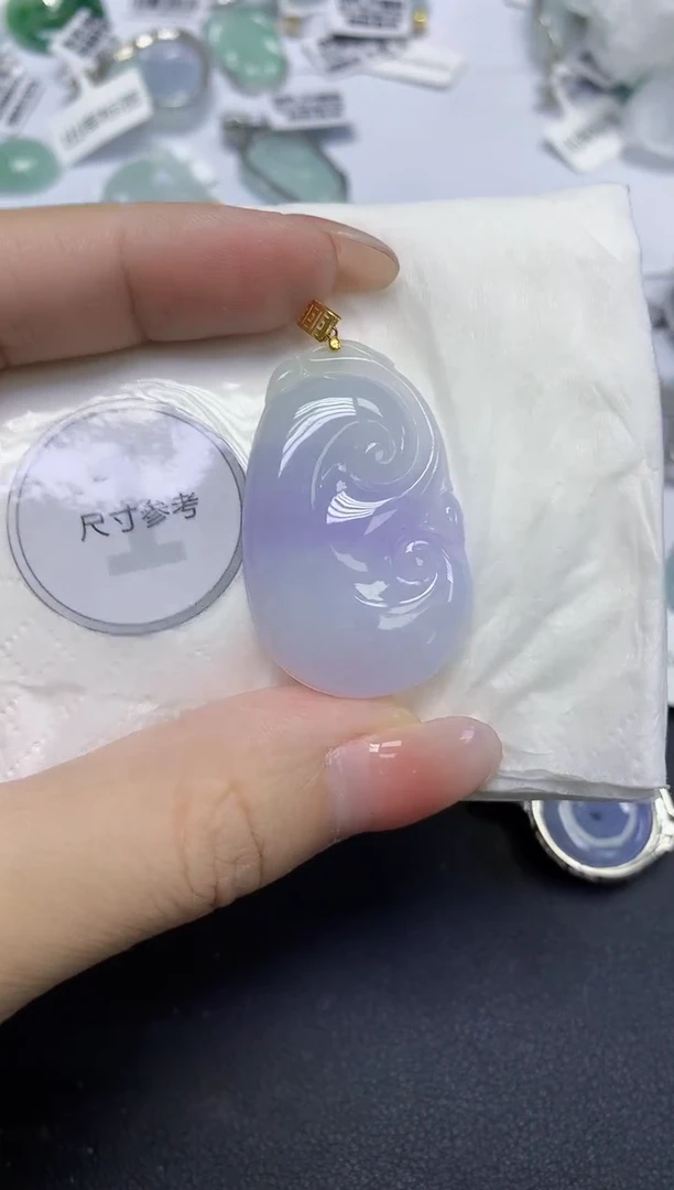 颈饰18K金镶嵌翡翠天然缅甸翡翠A货百元以上9元证书费自理