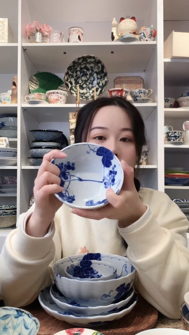 陶瓷三峰野葡萄中钵13.5cm