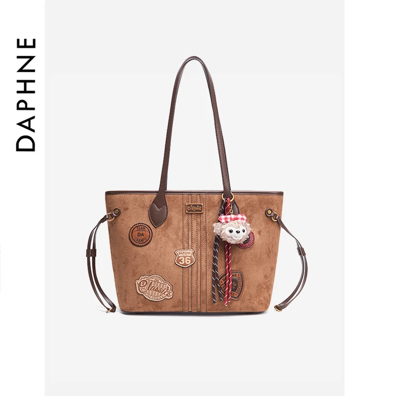 Daphne/达芙妮法式托特包单肩包印花腋下复古秋冬女包25066