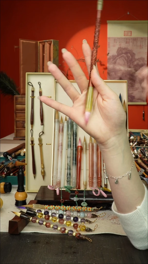 8号闪孤品高货毛笔链接 清水试笔 蘸墨不退