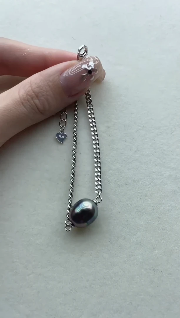 银S925镶嵌海水珍珠手链7