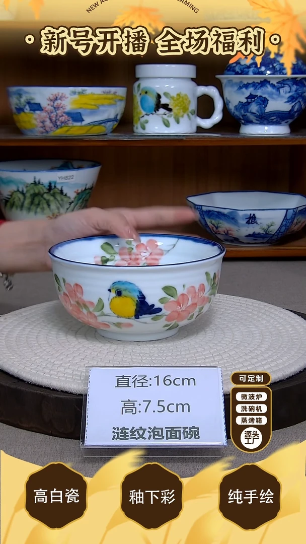 盘【陶源造】景德镇手绘釉下彩陶瓷餐具