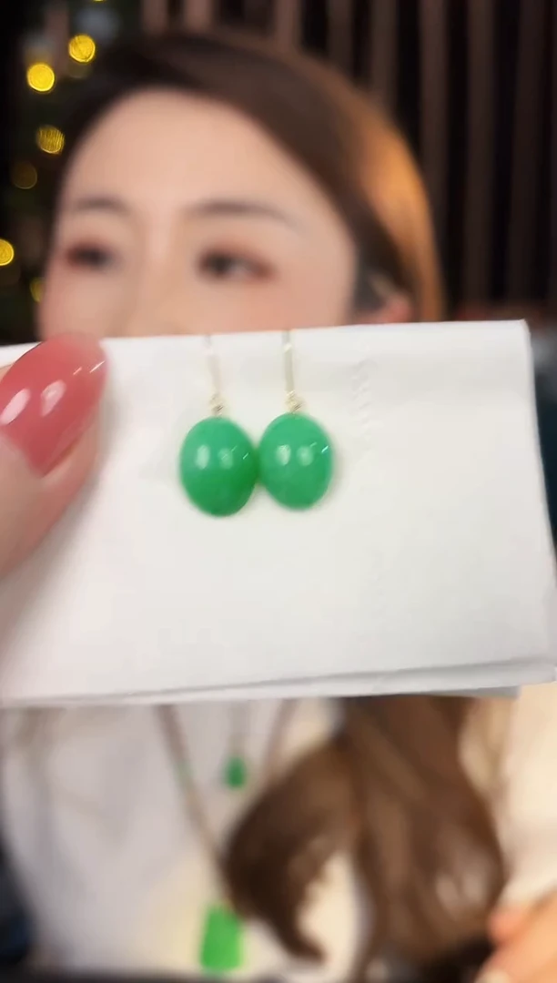 【闪购商品】翡翠耳饰18K金镶嵌缅料A货/支持复检/一件
