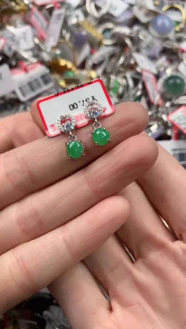 银S925镶嵌戒指翡翠666   10