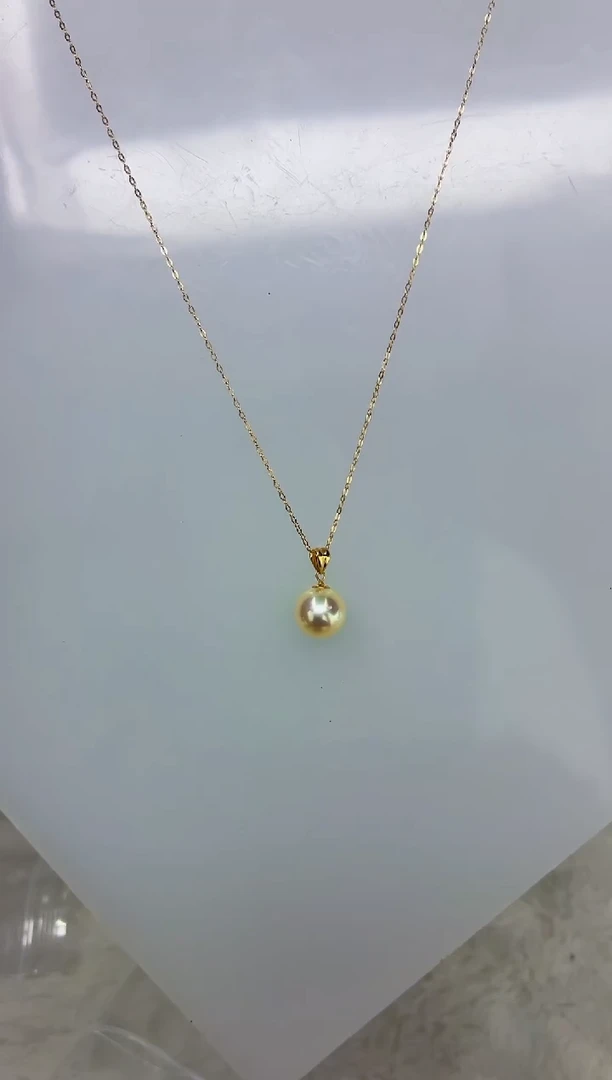 18K金镶嵌DA海水珍珠羽皇金吊坠9  y651
