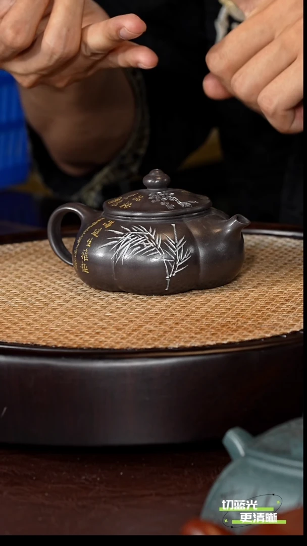 茶壶紫砂顽壶紫砂精选 紫砂壶 筋纹寒江