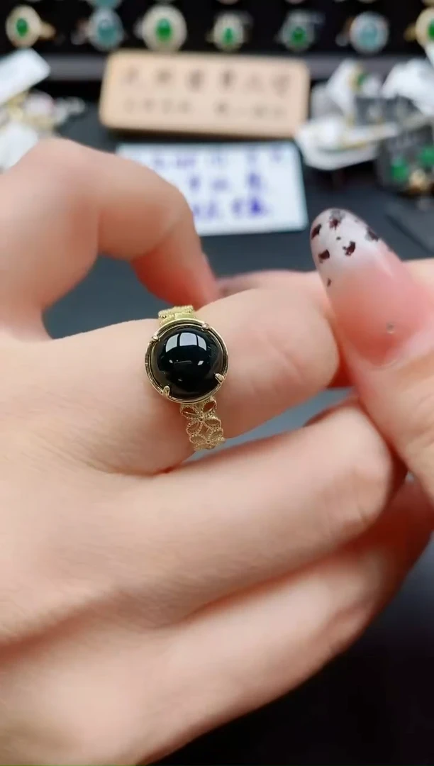 银S925镶嵌戒指翡翠1