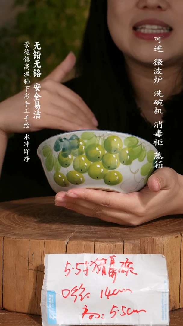 碗陶瓷景德镇高温瓷釉下彩手绘陶瓷