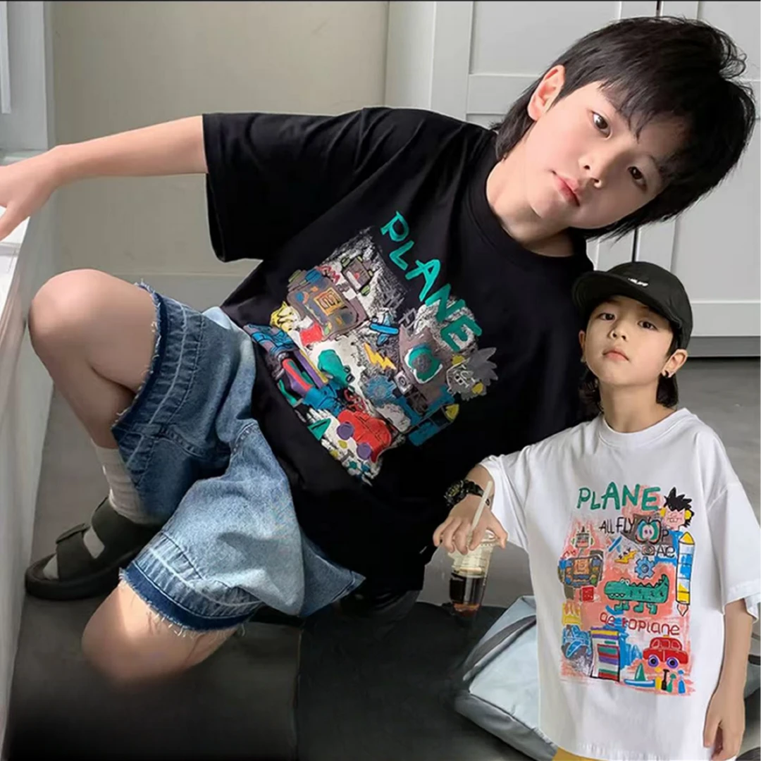 【100%纯棉】儿童T恤短袖2025年夏季新款中大童男童夏款男孩半袖潮T