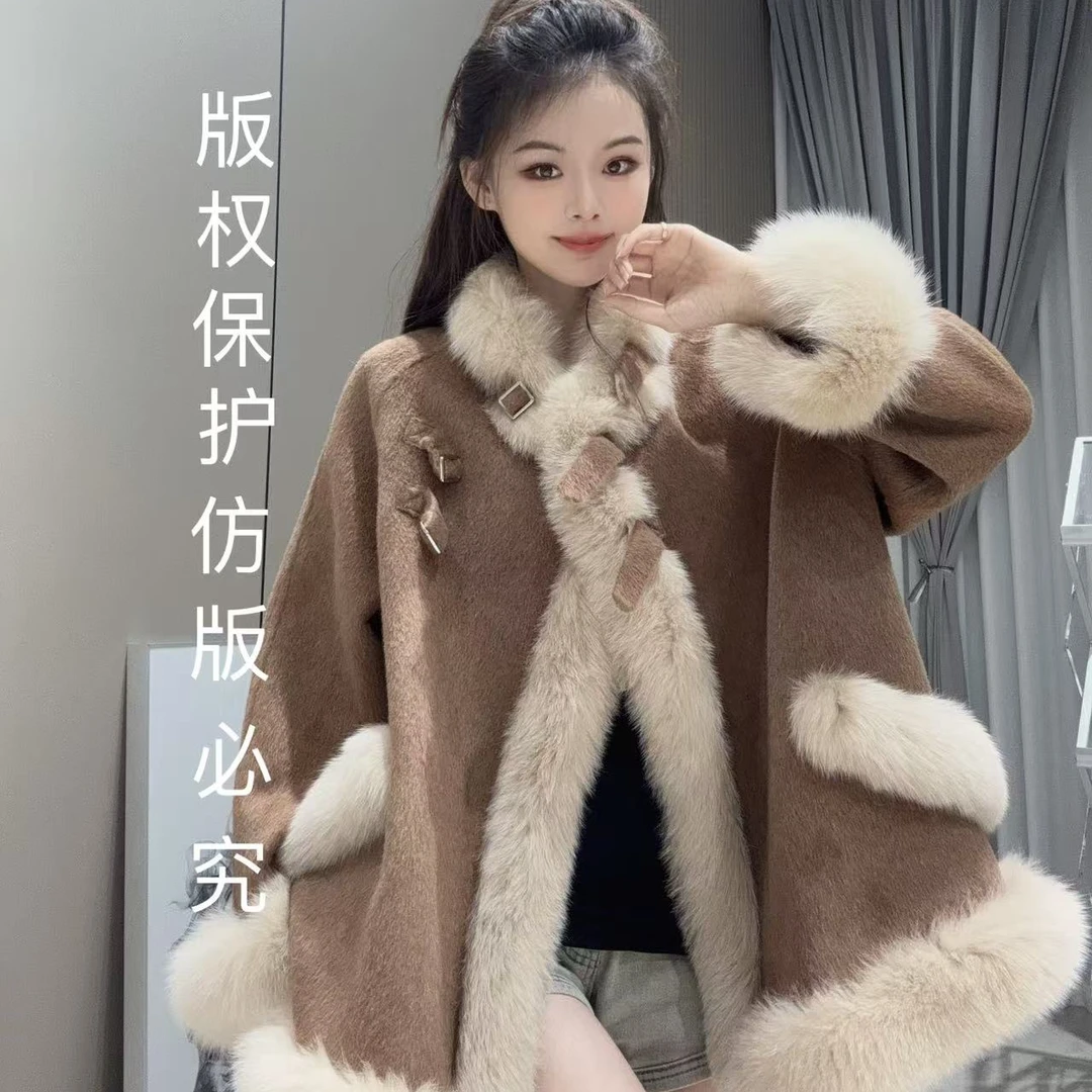 KL/蔻吕-B1127莎莎精选时尚（ 白月光）狐狸毛双面呢外套1