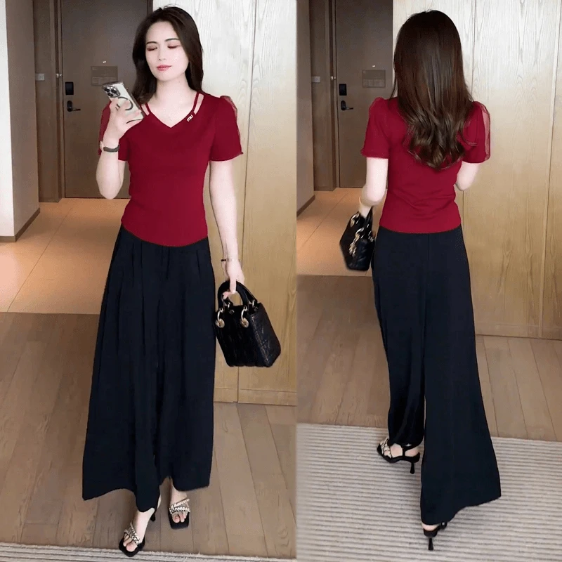 短袖气质纯色洋气T恤女2025夏季新款遮肚显瘦小个子减龄设计上衣