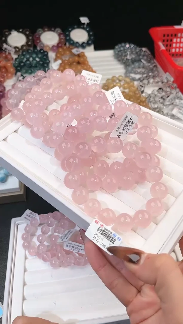 【闪购商品】水晶手链未镶嵌多样性发一粉晶15mm