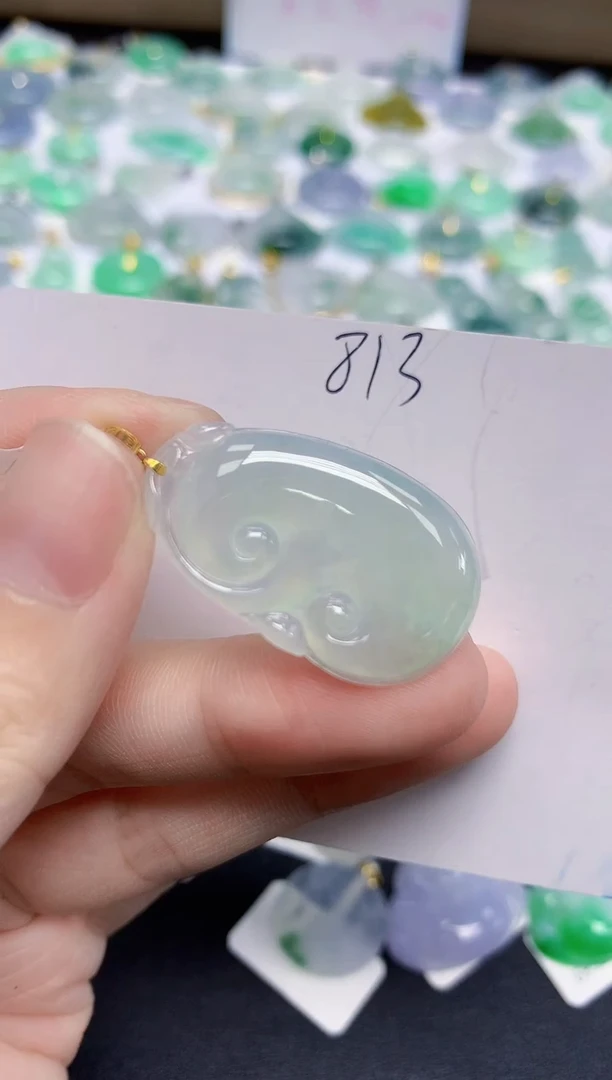 颈饰18K金镶嵌翡翠天然缅甸翡翠A货翡翠百元以上9元证书费自理