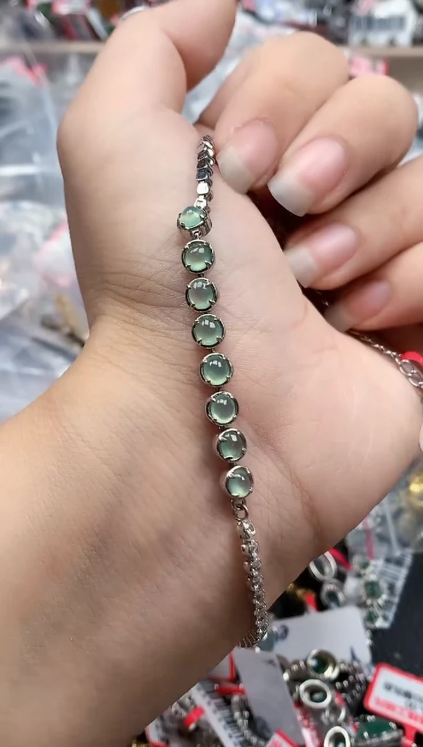 银S925镶嵌戒指翡翠天然A货缅甸翡翠