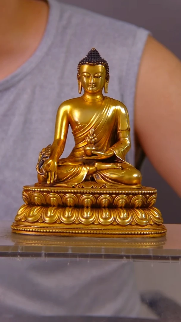 瓷片煜* 山水紫铜鎏 金造像结缘1111