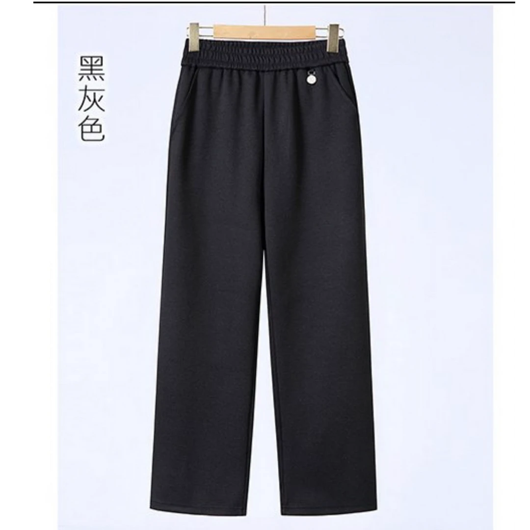 妈妈装秋冬加绒冬季长裤气质直筒洋气春秋高腰休闲裤中老年女裤子