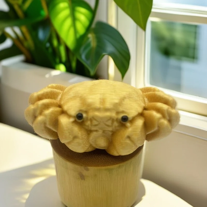 实心竹精雕手把件大螃蟹 拍下送文玩油