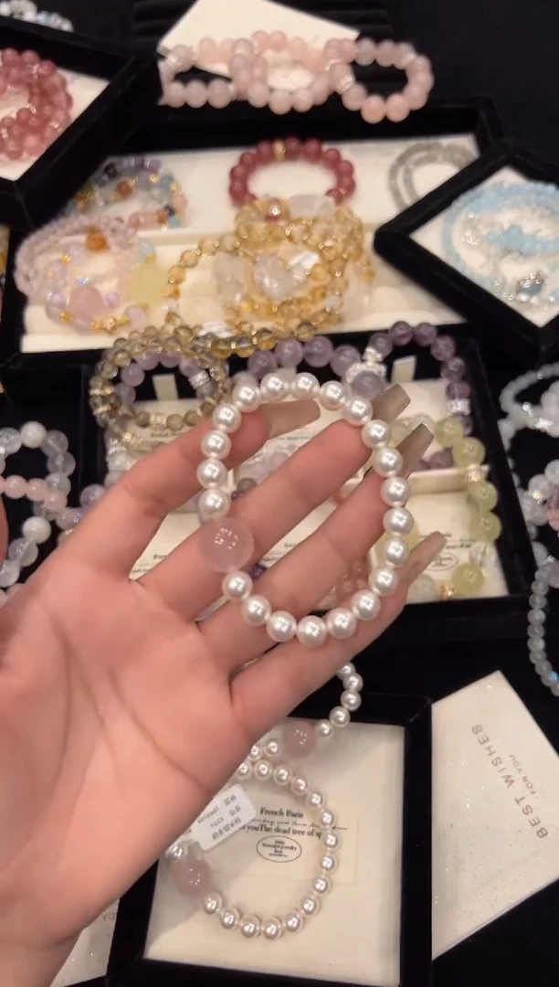 【闪购商品】水晶手链合金珍珠粉水晶手链x564