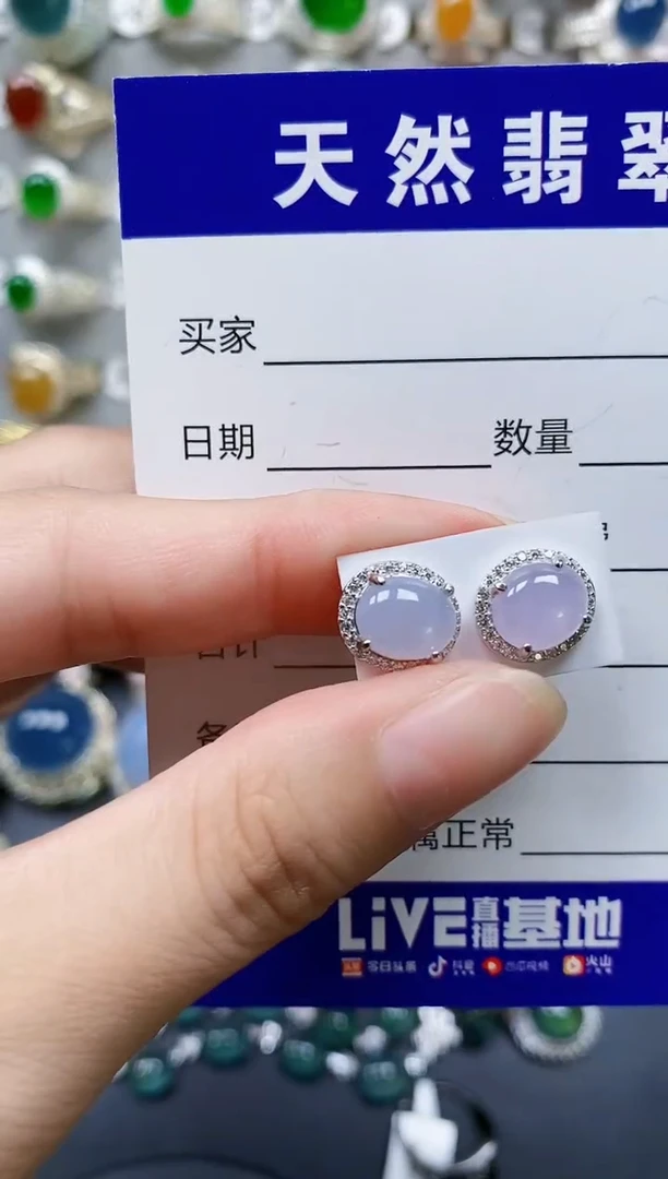 翡翠银S925镶嵌耳饰761