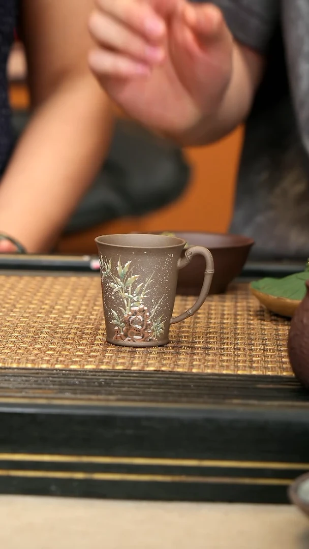 茶壶紫砂XS23《竹节杯》青麻子