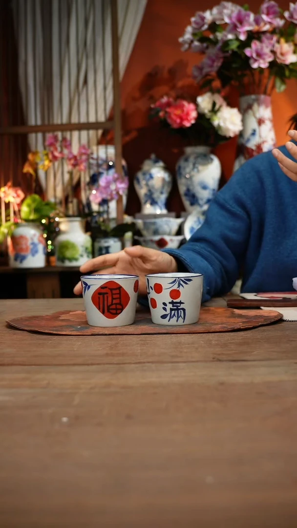 当代高温釉下彩手绘陶瓷餐具