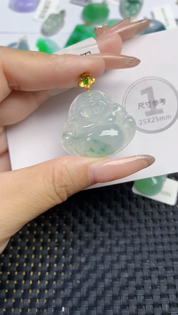 颈饰18K金镶嵌翡翠天然缅甸A货翡翠百元以上9元证书费自理